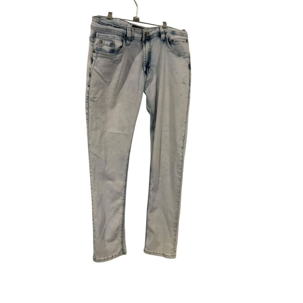 Bleecker & Mercer Men Blue Distressed Slim Fit 5-Pocket Stretch Jeans Size 34/32